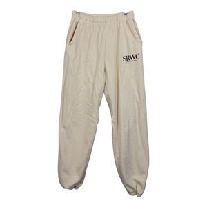 Sporty Rich Wellness Club SRWC Sweatpants Size Small Ivory Brown Made In USA
